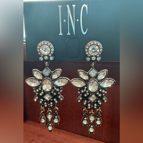 INC Crystal Dangle Post Earrings - Picture 3 of 4